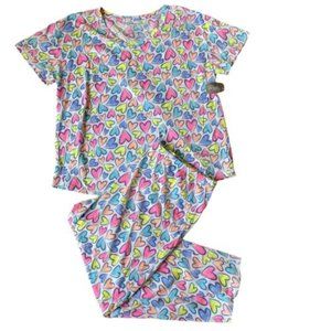 Ladies Rainbow Heart Pajama Set